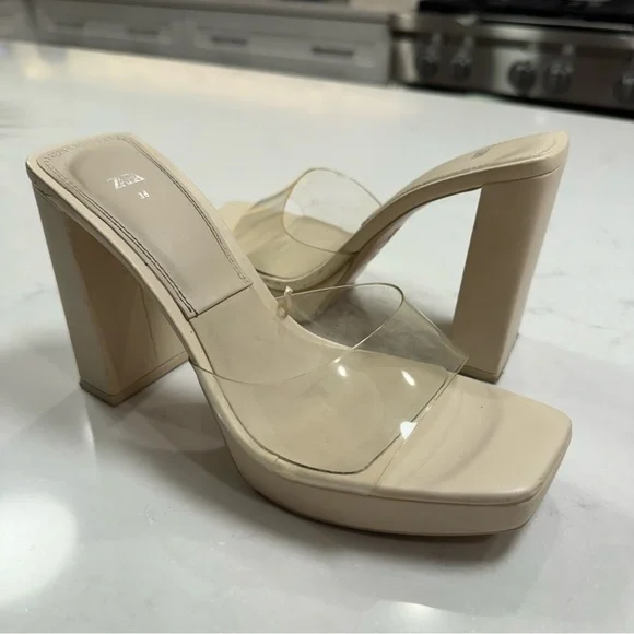 Zara Ivory PVC Platform Sandals - Picture 4 of 8